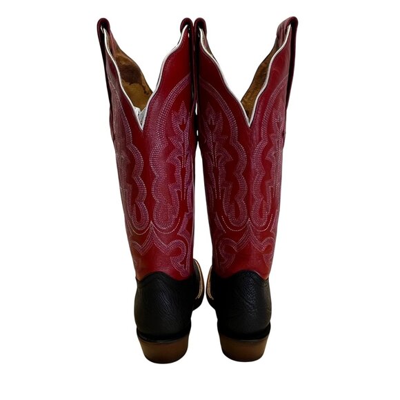 Resistol Ranch Red & Black Leather Tuff Hedeman Handcrafted Western Boots Sz 7B - Picture 4 of 10